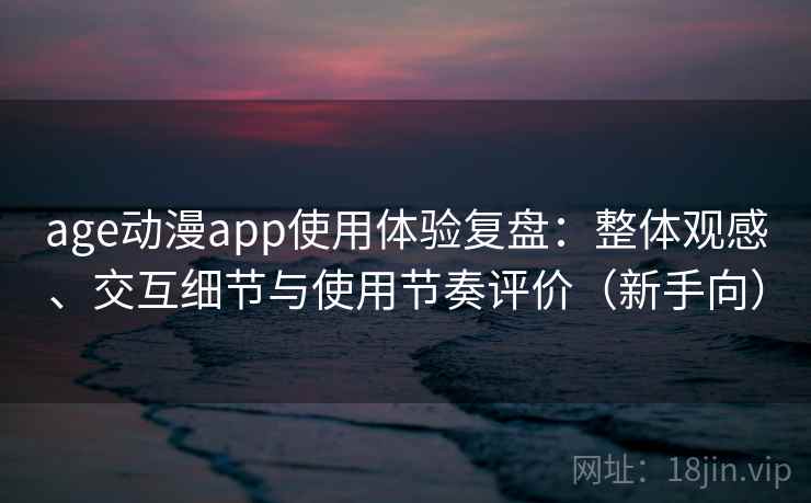 age动漫app使用体验复盘：整体观感、交互细节与使用节奏评价（新手向）