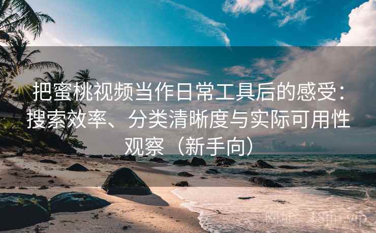 把蜜桃视频当作日常工具后的感受：搜索效率、分类清晰度与实际可用性观察（新手向）